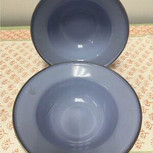 Enamelware Bowls Set Of 3, Blue With Silver Trim, Formations Brand Non Microwave